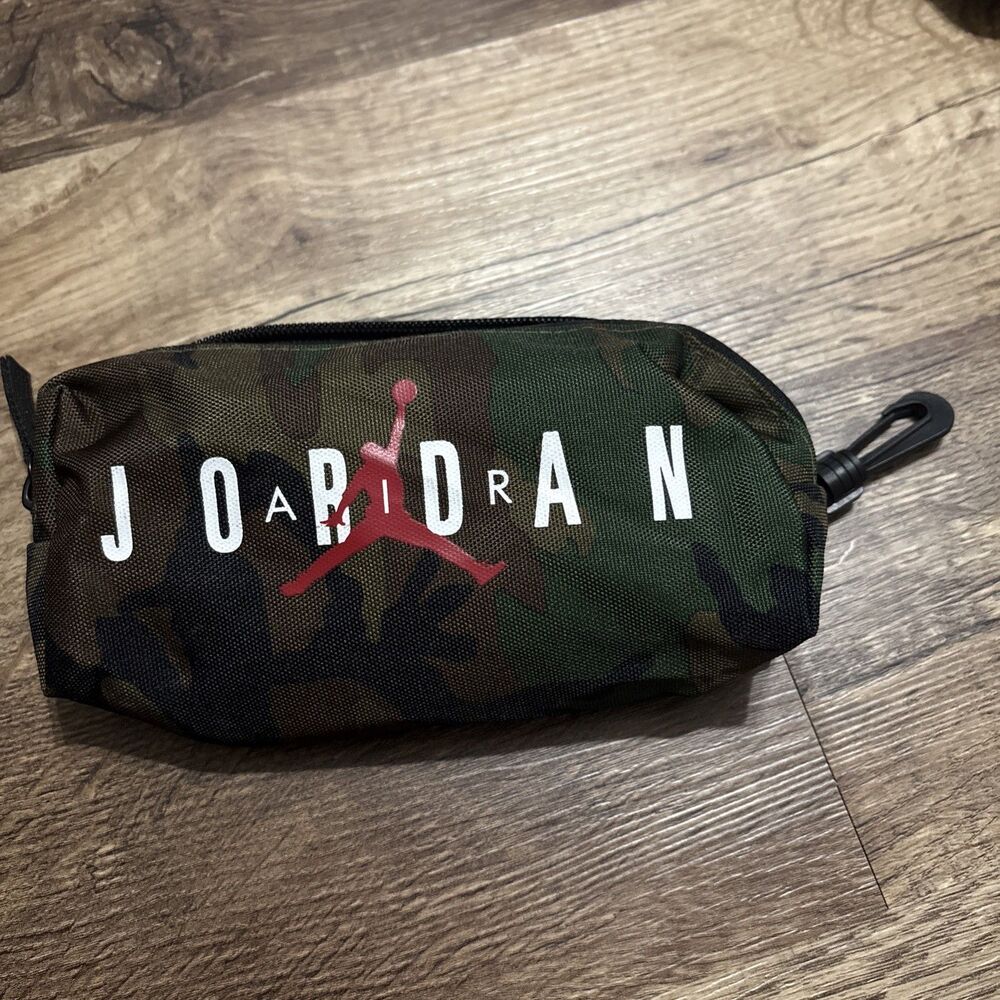 Nike Air Jordan Pencil Case Travel Bag Camo Clip On Pouch